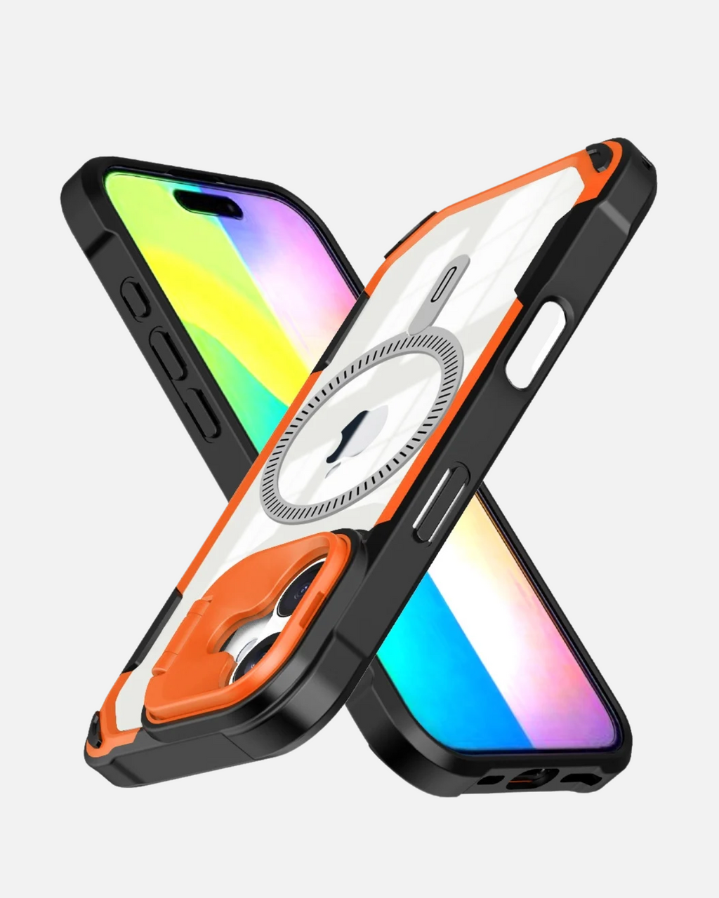 iPhone 16 Pro Max MagSafe case with orange, Camera lens protector and stand
